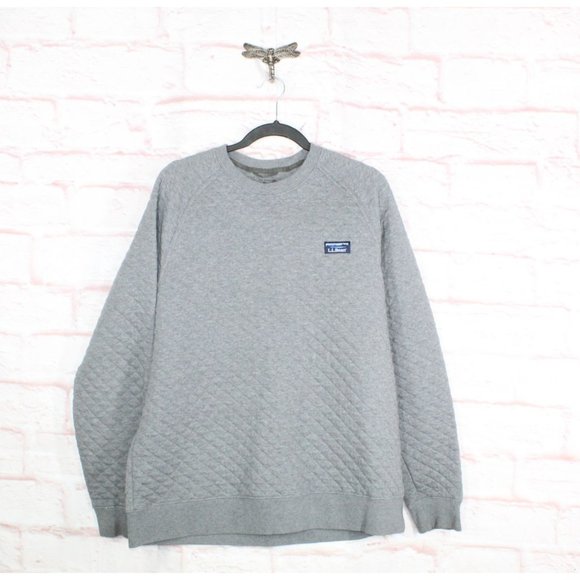 L.L. Bean Other - LL Bean Gray Heather Quilted Crewneck Cozy Comfort Pullover Sweatshirt L